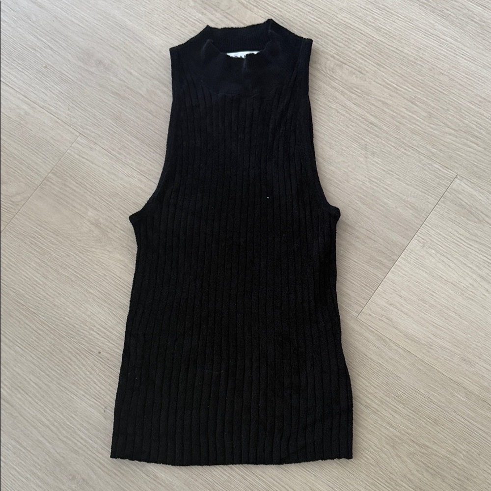 Frame Denim Black Velour Sleeveless Top